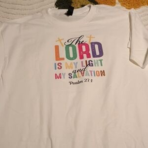 Gildan White Tee with Multicolor Print